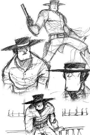 Assorted sketches from the last year of development. Click to enlarge.