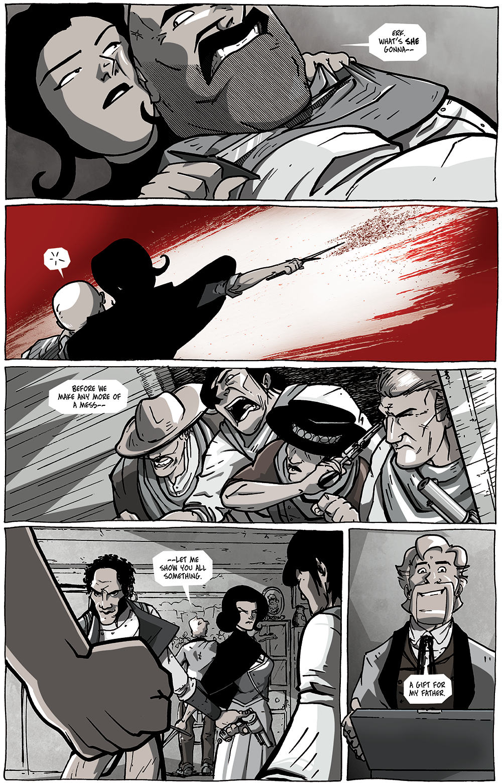 I like to imagine all those dudes got stuck in the doorway together in panel 3 for, like, 15 seconds before they actually were able to get inside. I like to imagine all those dudes got stuck in the doorway together in panel 3 for, like, 15 seconds before they actually were able to get inside.