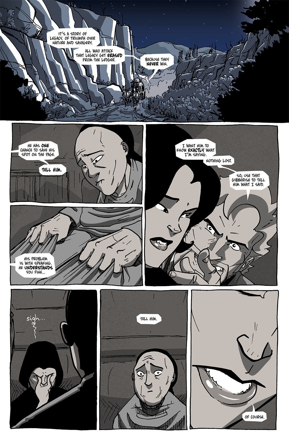 I wrote and arranged panels 2-4 so that panels 3 & 4 could be read in any order and have it still work, depending on how one progresses through the layout. I wrote and arranged panels 2-4 so that panels 3 & 4 could be read in any order and have it still work, depending on how one progresses through the layout.